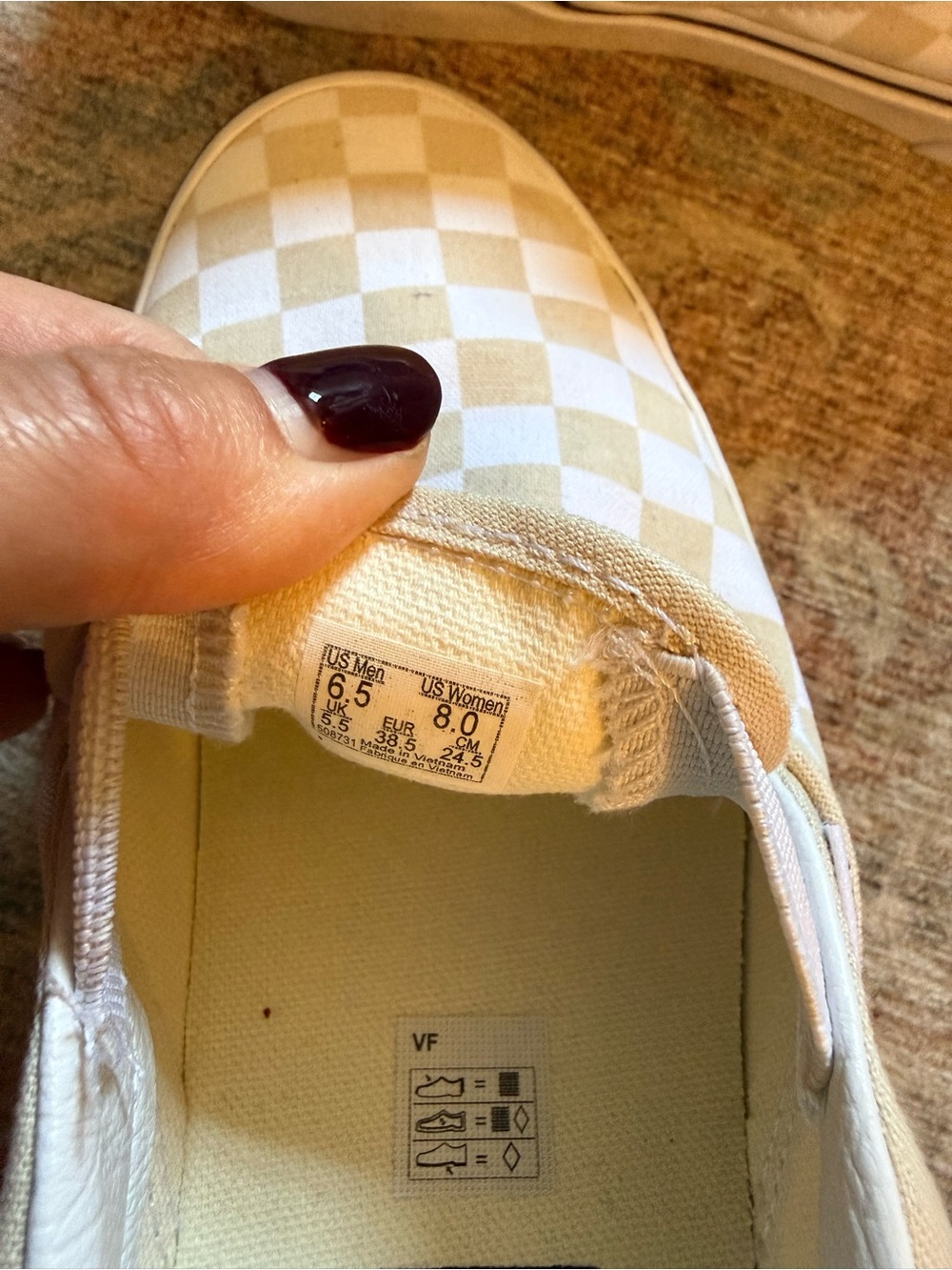 Vans Classic Slip-On Checkerboard in Cream and White - Picture 5 of 6
